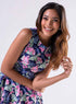 Panneled Short Printed Dress
